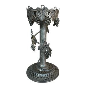 Vintage Spiral Grapevine Silver Tone Candle Holder